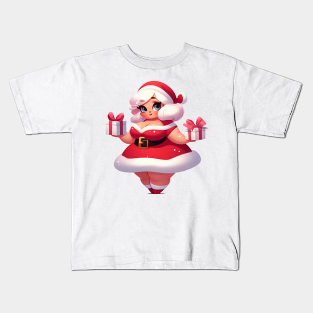 Curvy Mrs. Claus Illustration Kids T-Shirt by Dmytro